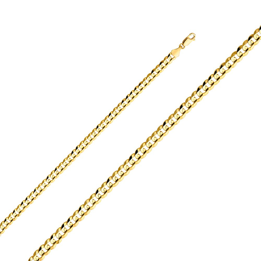 14k Yellow Gold 5.9mm Wide Regular Concave Cuban Unisex Chain Necklace