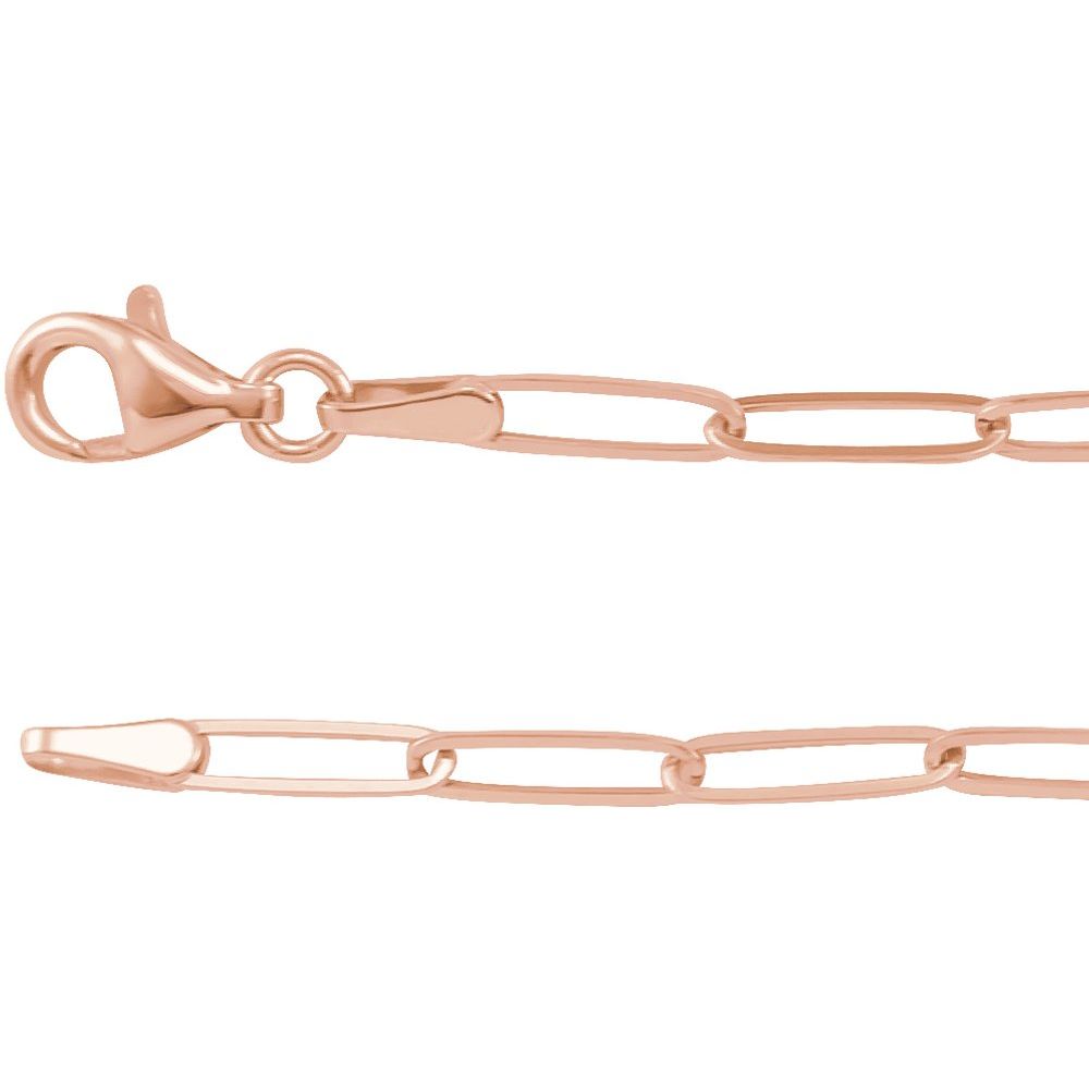 14K Yellow, White or Rose Gold 2.6 mm Paperclip-Style Chain