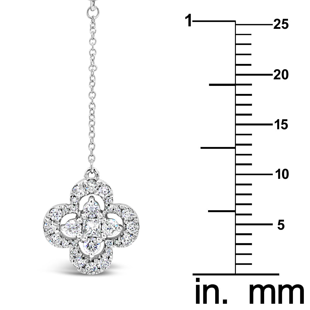 18k White Gold 1/2ct TDW White Diamond Suspended Floral Pendant Necklace