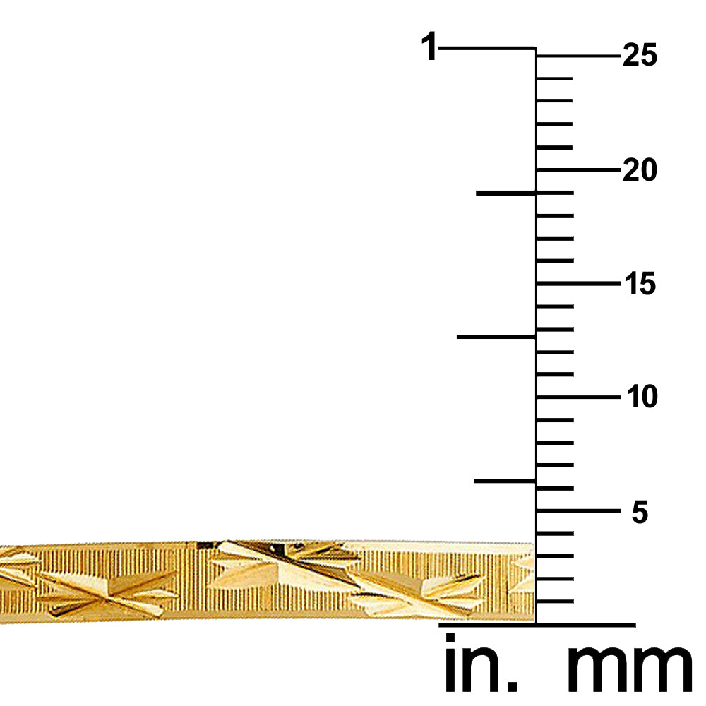 Genuine 14k Yellow Gold Women's Diamond-Cut 4mm Solid Bangle Bracelet - 7" or 8"