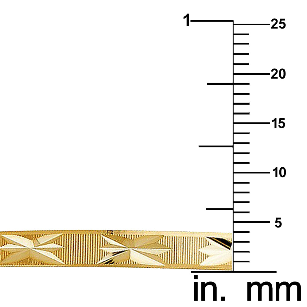 Genuine 14k Yellow Gold Women's Diamond-Cut 4mm Solid Bangle Bracelet - 7" or 8"