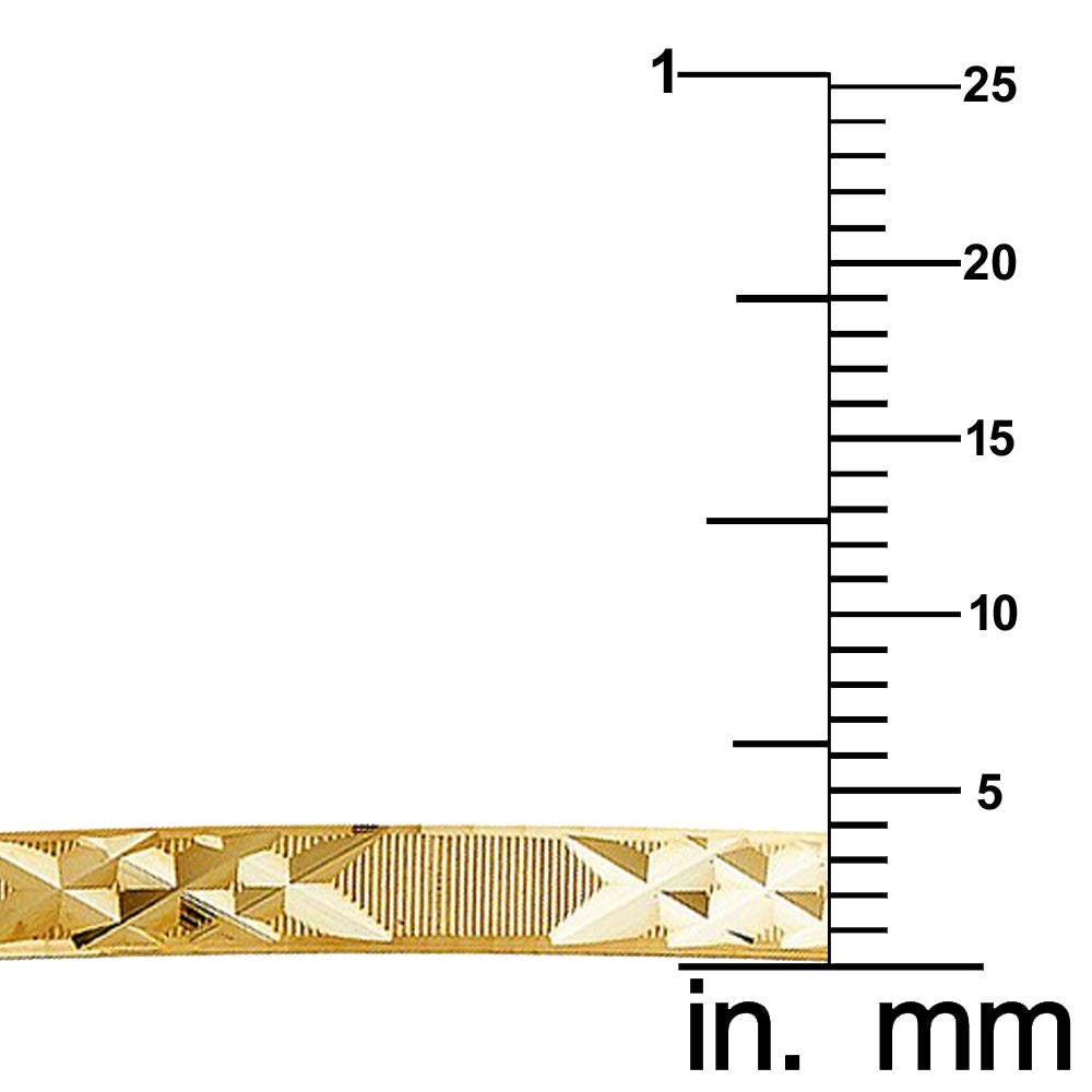 Genuine 14k Yellow Gold Women's Diamond-Cut 4mm Solid Bangle Bracelet - 7" or 8"