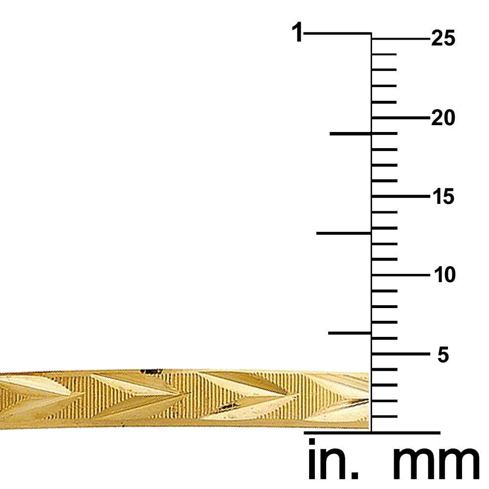 Genuine 14k Yellow Gold Women's Diamond-Cut 4mm Solid Bangle Bracelet - 7" or 8"