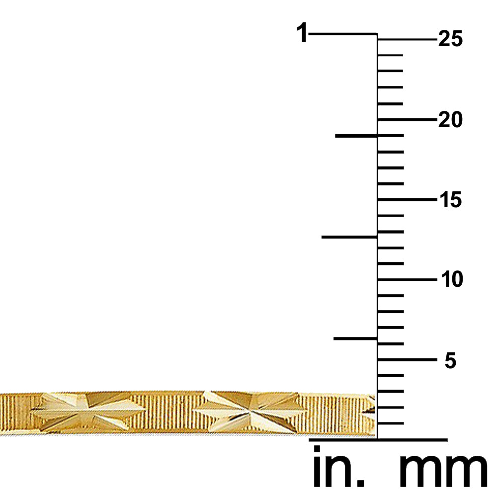 Genuine 14k Yellow Gold Women's Diamond-Cut 3mm Solid Bangle Bracelet - 7" or 8"