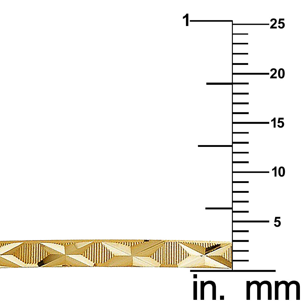 Genuine 14k Yellow Gold Women's Diamond-Cut 3mm Solid Bangle Bracelet - 7" or 8"