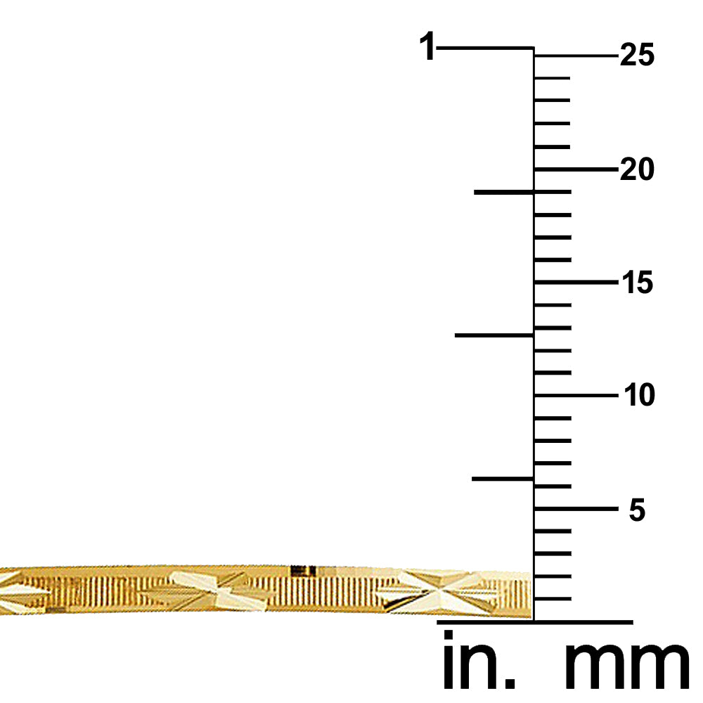 Genuine 14k Yellow Gold Women's Diamond-Cut 2mm Solid Bangle Bracelet - 7" or 8"