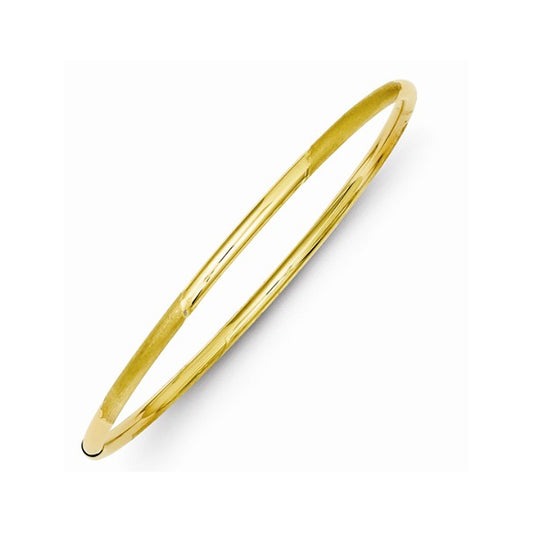 Genuine 14k Solid Yellow Gold Women's 3mm Half Round Bangle Bracelet - 7" or 8"