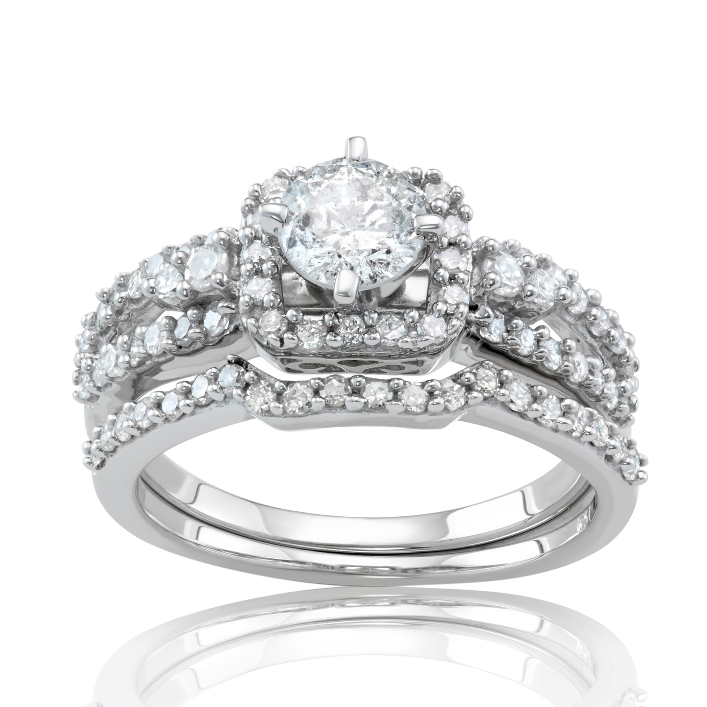 10k White Gold 1.00ct TDW White Diamond Bridal Set (H-I, I1-I2)