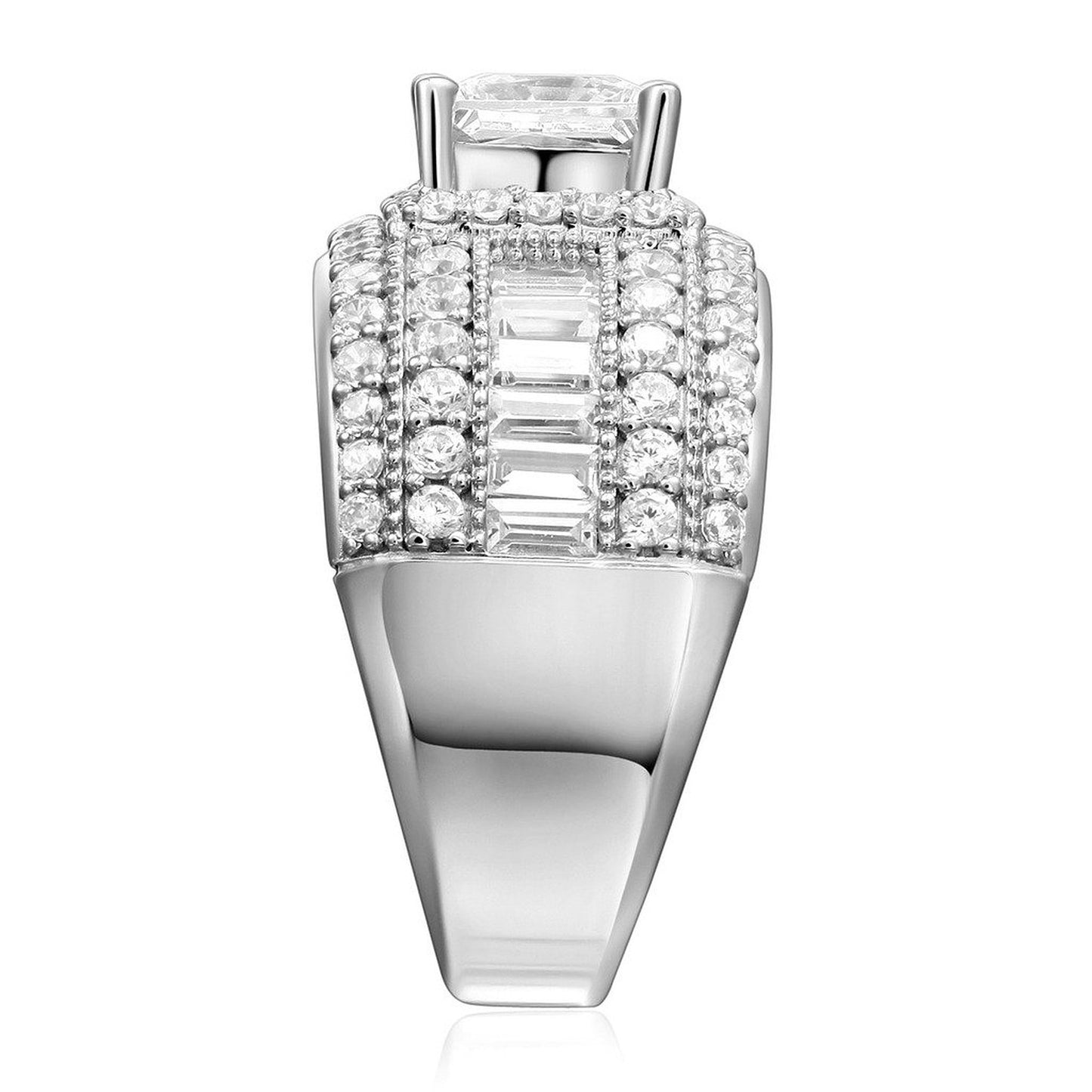 Genuine 14k White Gold 2 1/2ct Princess Diamonette Fine Cubic Zirconia CZ Extra Wide Engagement Ring Sizes 5 through 9