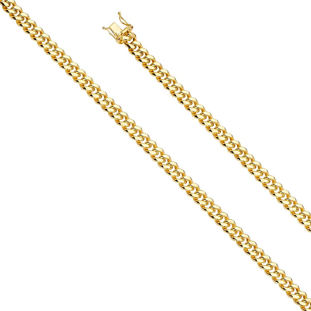 14k Yellow Gold 6.5mm Wide Hollow Miami Cuban Men's Chain Necklace