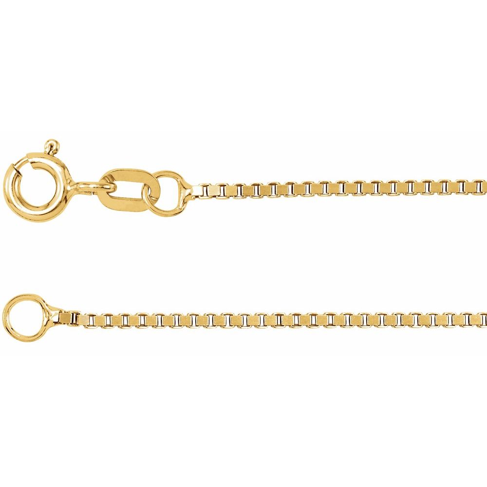 14K White or Yellow Gold 1.2 mm Wide Box Chain