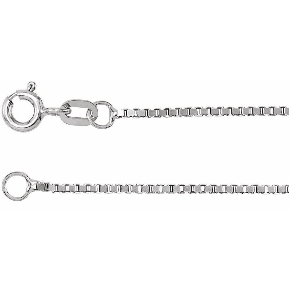 14K White or Yellow Gold 1.2 mm Wide Box Chain