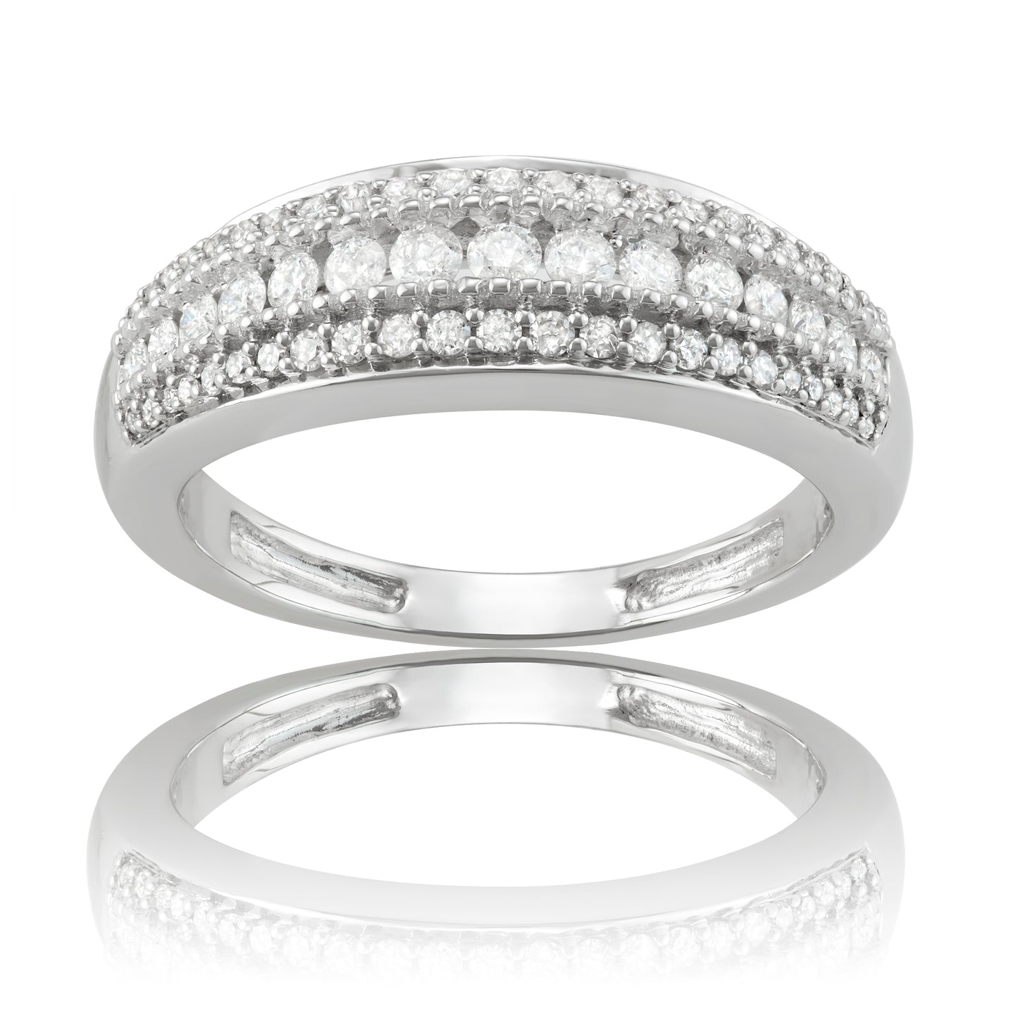 10k White Gold 0.50ct TDW White Diamond Multi-row Wedding Band