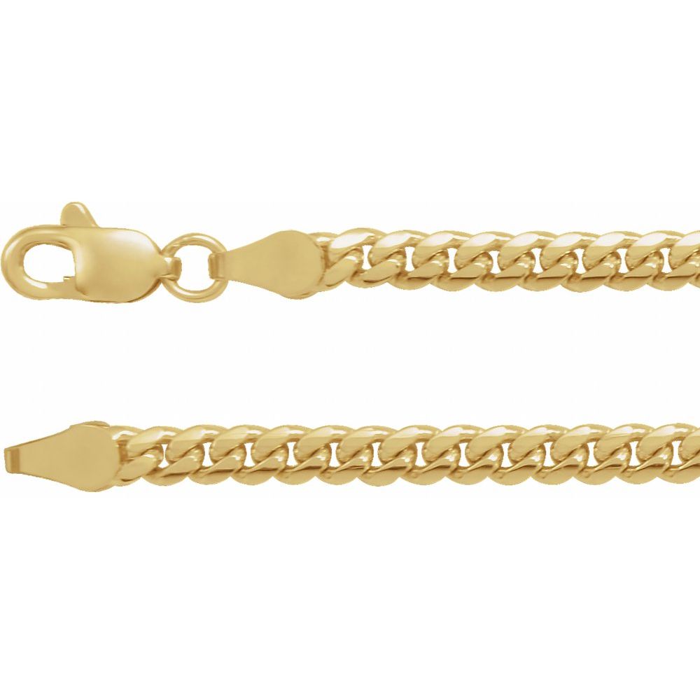 14K White or Yellow Gold 3.3 mm Cuban Link Curb Chain
