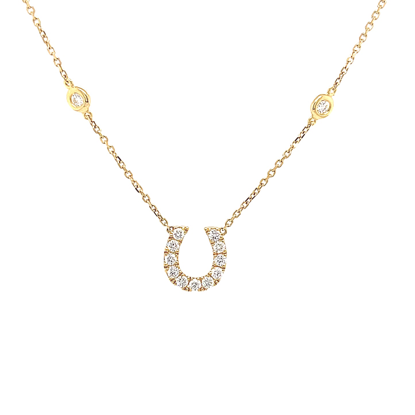 18k Gold 0.40ct TDW White Diamond Horseshoe Station Necklace