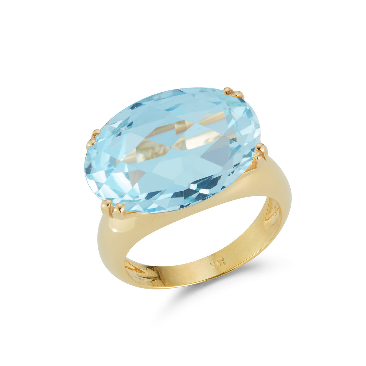 14K Gold Cocktail Ring Available in Amethyst, Blue Topaz, Citrine or Green Amethyst - Fine Cocktail Ring for Women