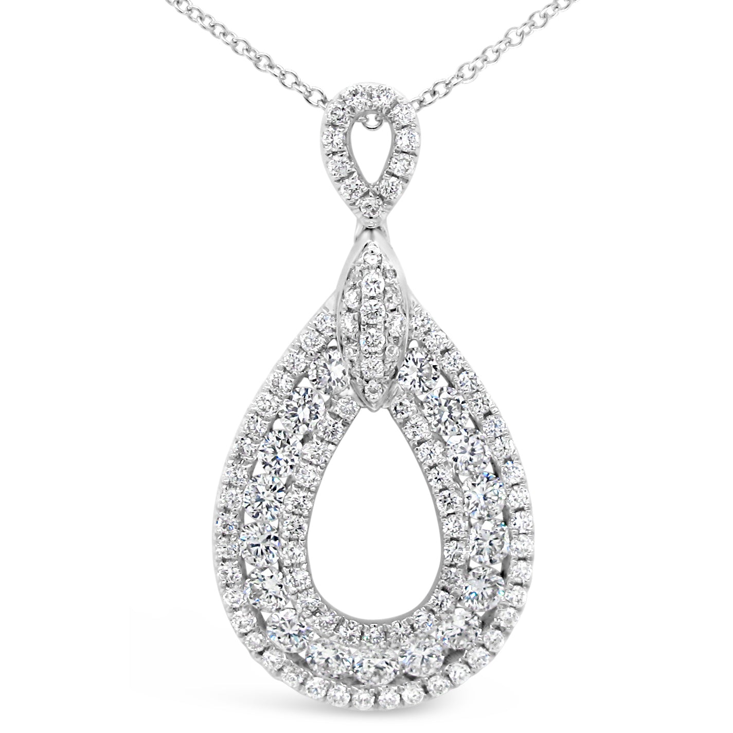 18k White Gold 3/4ct TDW White Diamond Pear Shape Pendant Necklace