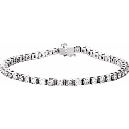14k White Gold 4 3/4 CTW Natural Diamond Line 7" Bracelet