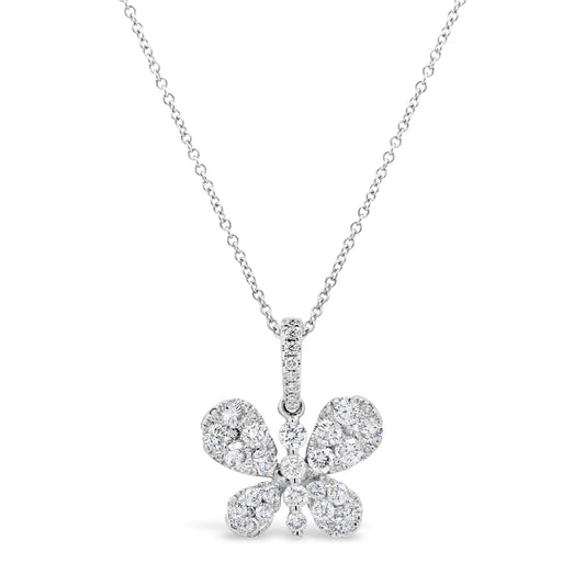 18k White Gold 1ct TDW White Diamond Butterfly Pendant Necklace