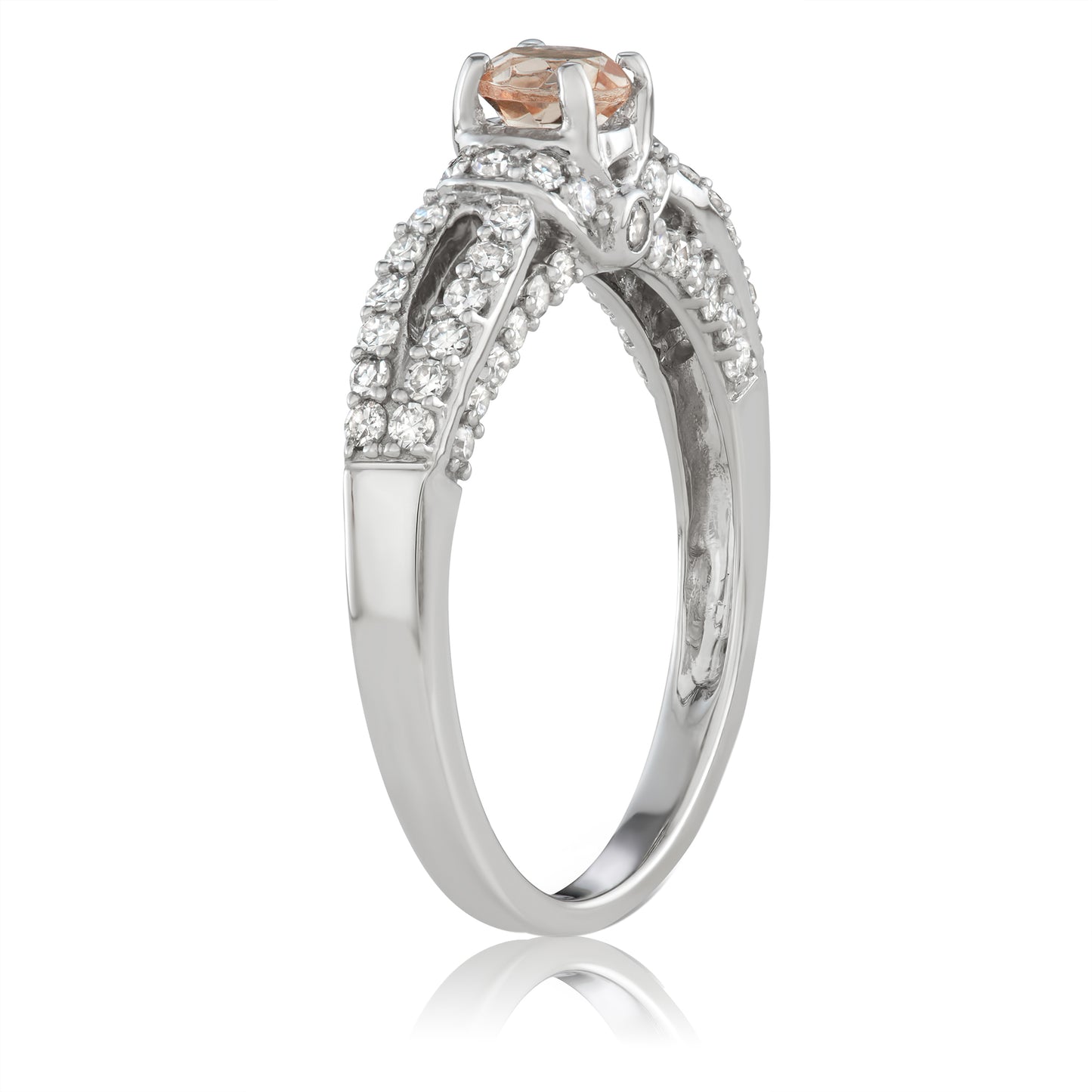 14K White Gold 1.00ct TW Morganite and White Diamond Engagement Ring