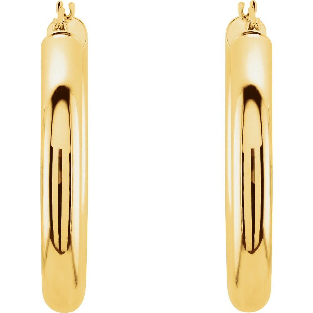 14K Yellow Gold 30 mm Tube Hoop Earrings