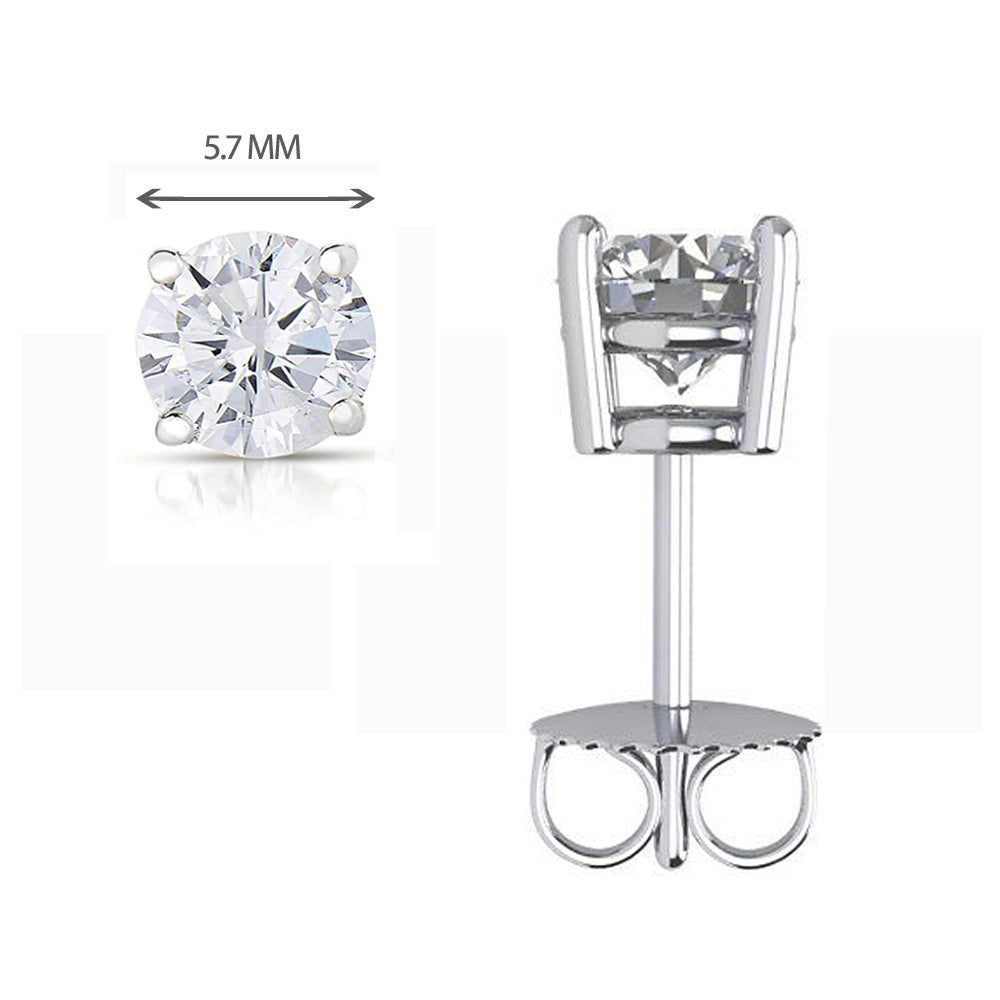 14k White Gold 1 3/8ct Lab-created White Diamond Solitaire Earrings