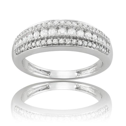 10k White Gold 0.50ct TDW White Diamond Multi-row Wedding Band