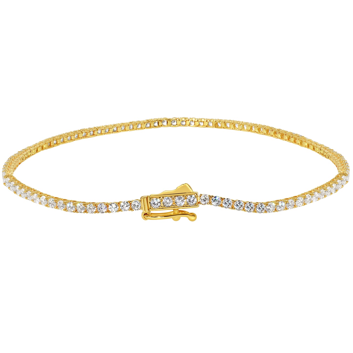 14k Yellow Gold 1.8-mm Round-Cut Cubic Zirconia Tennis Bracelet