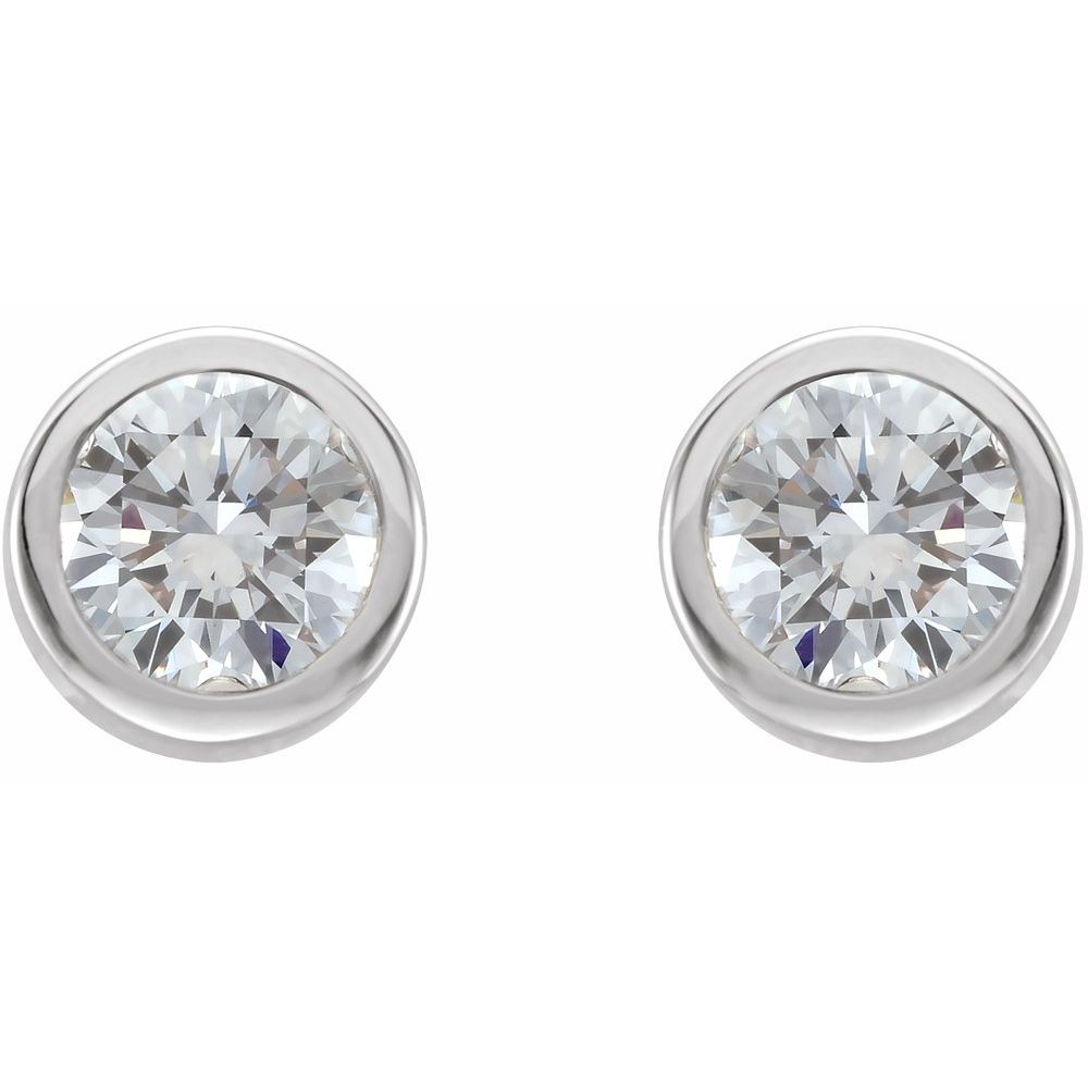 14k White Gold 1/3 CTW Natural Diamond Bezel-Set Earrings