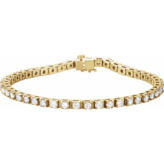 14k Yellow Gold 4 3/4 CTW Natural Diamond Line 7" Bracelet
