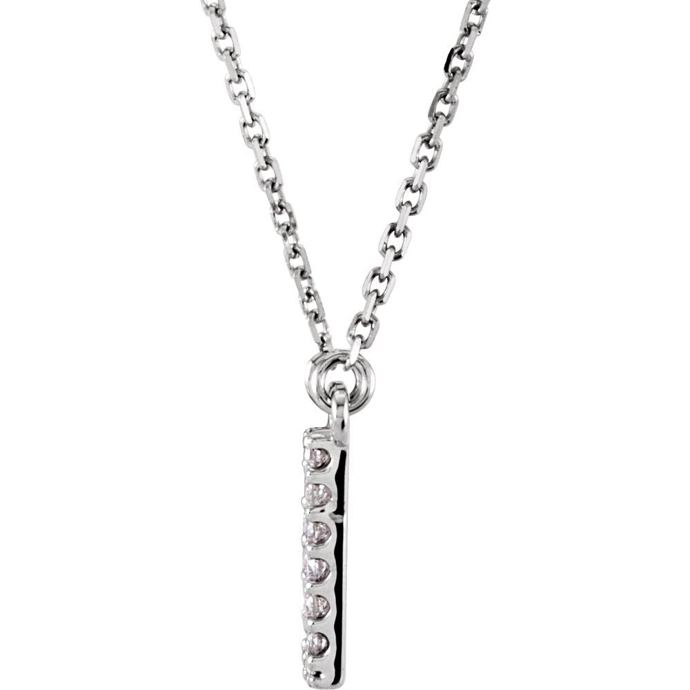Unisex 14K White Gold 1/6 CTW White Diamond Natural Diamond Initial W Pendant Necklace