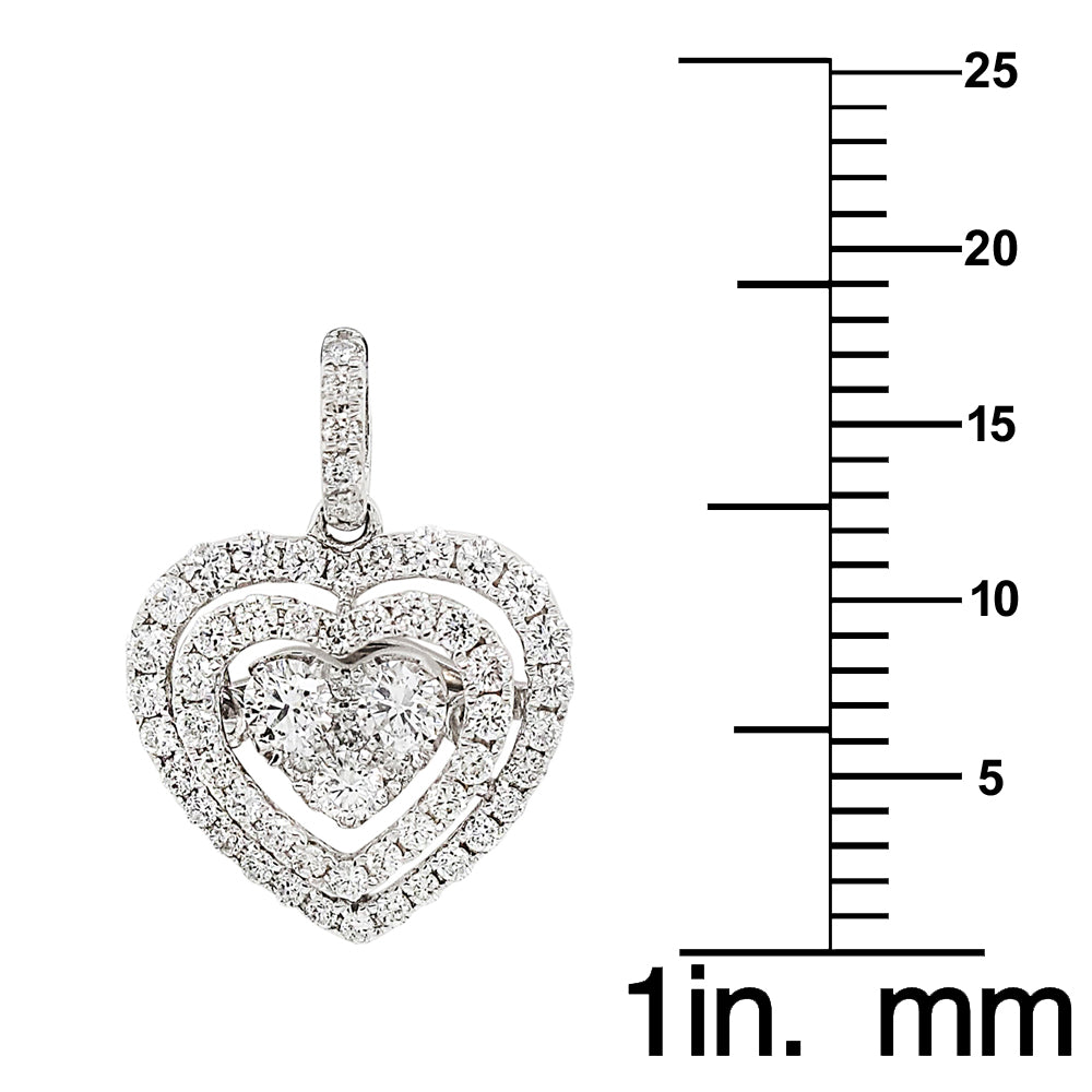 18k White Gold 5/8ct TDW White Diamond Cluster Heart Pendant Necklace