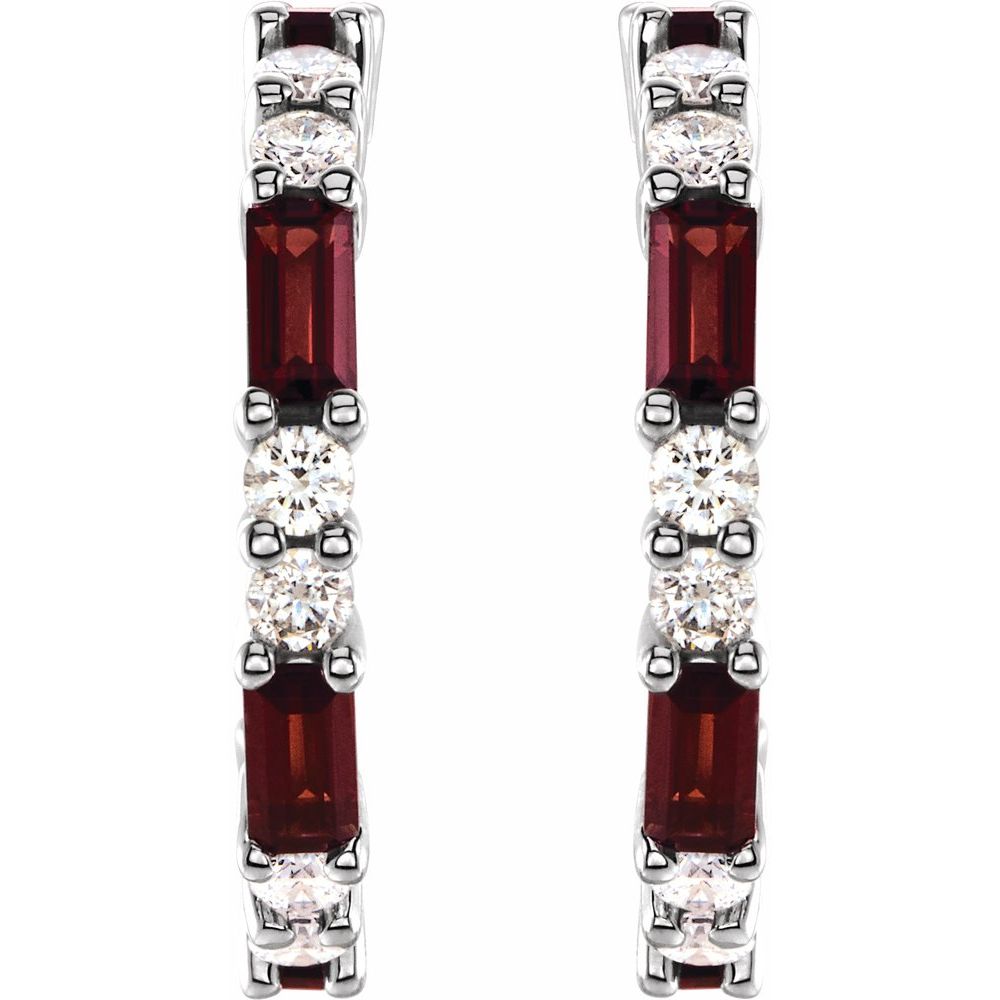 14k White Gold Natural Mozambique Garnet & 1/2 CTW Natural Diamond Earrings