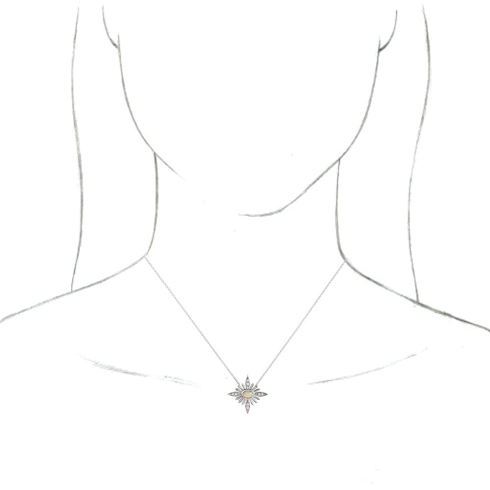 14k White Gold Natural White Ethiopian Opal & .08 CTW Natural Diamond Celestial 16-18" Necklace