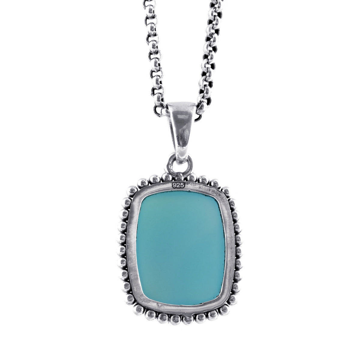 Sterling Silver Paraiba Color 24.18ct TGW Cushion-shape Agate One of a Kind Pendant Necklace