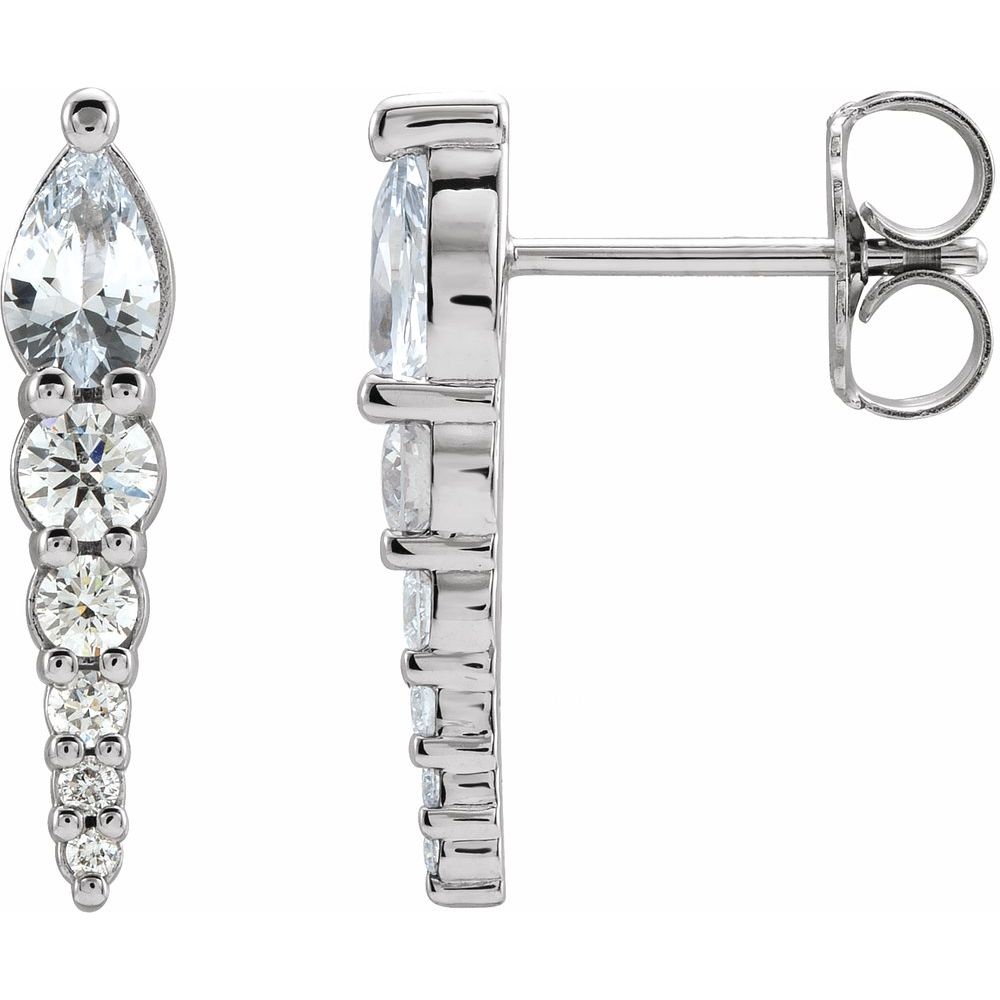 14k White Gold Natural White Sapphire & 1/4 CTW Natural Diamond Earrings