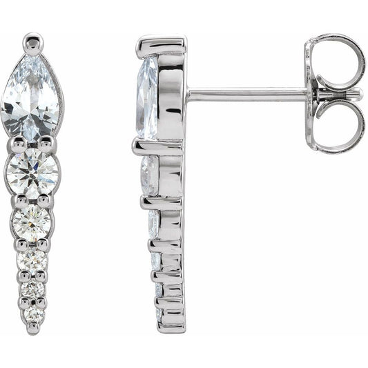 14k White Gold Natural White Sapphire & 1/4 CTW Natural Diamond Earrings