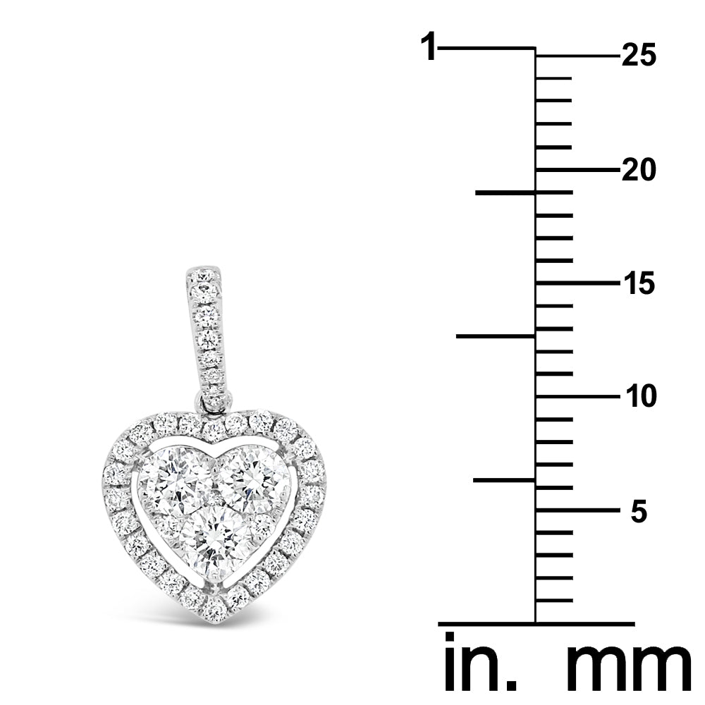 18k White Gold 1/2ct TDW White Diamond Heart Cluster Pendant Necklace