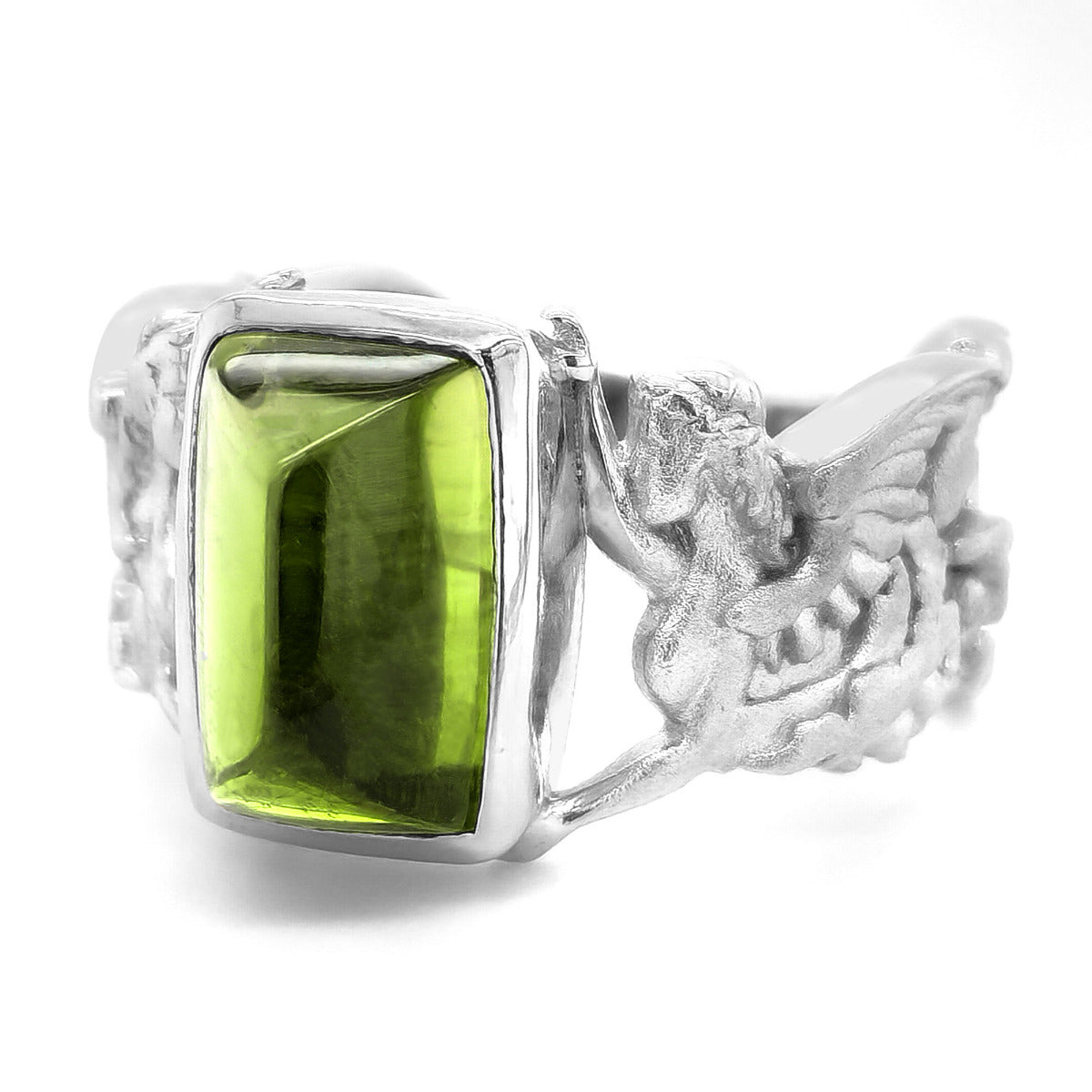18K White Gold 5.74ct TGW Green Tourmaline One-of-a-Kind Ring