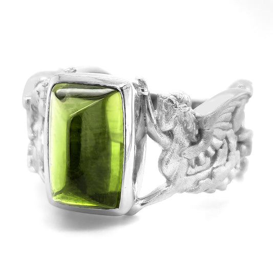 18K White Gold 5.74ct TGW Green Tourmaline One-of-a-Kind Ring