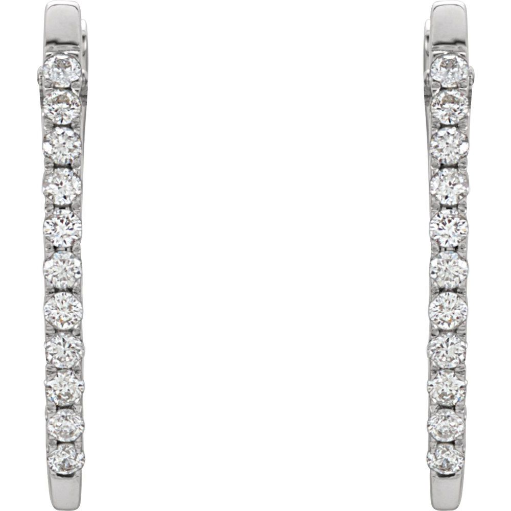 14k White Gold 20 mm 1/3 CTW Natural Diamond Hoop Earrings
