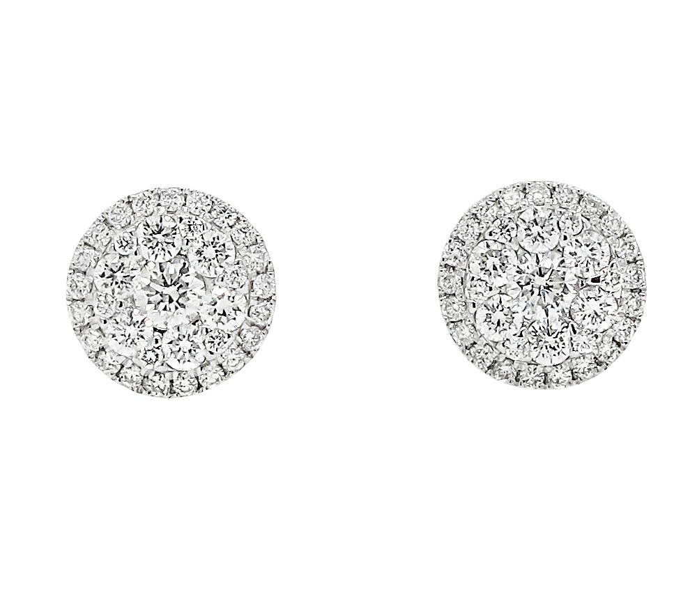 18k White Gold 3/8ct TDW White Diamond Round Cluster Stud Earrings