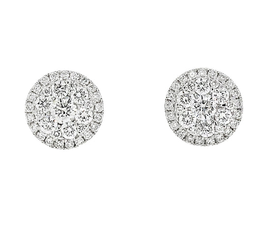 18k White Gold 3/8ct TDW White Diamond Round Cluster Stud Earrings