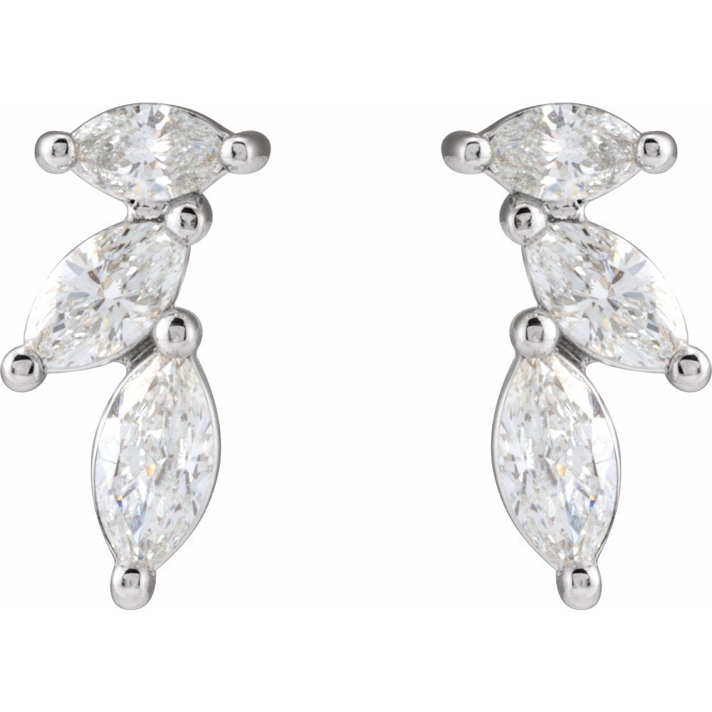 14K White Gold 1/3 CTW Natural Diamond Nature-Inspired Earrings