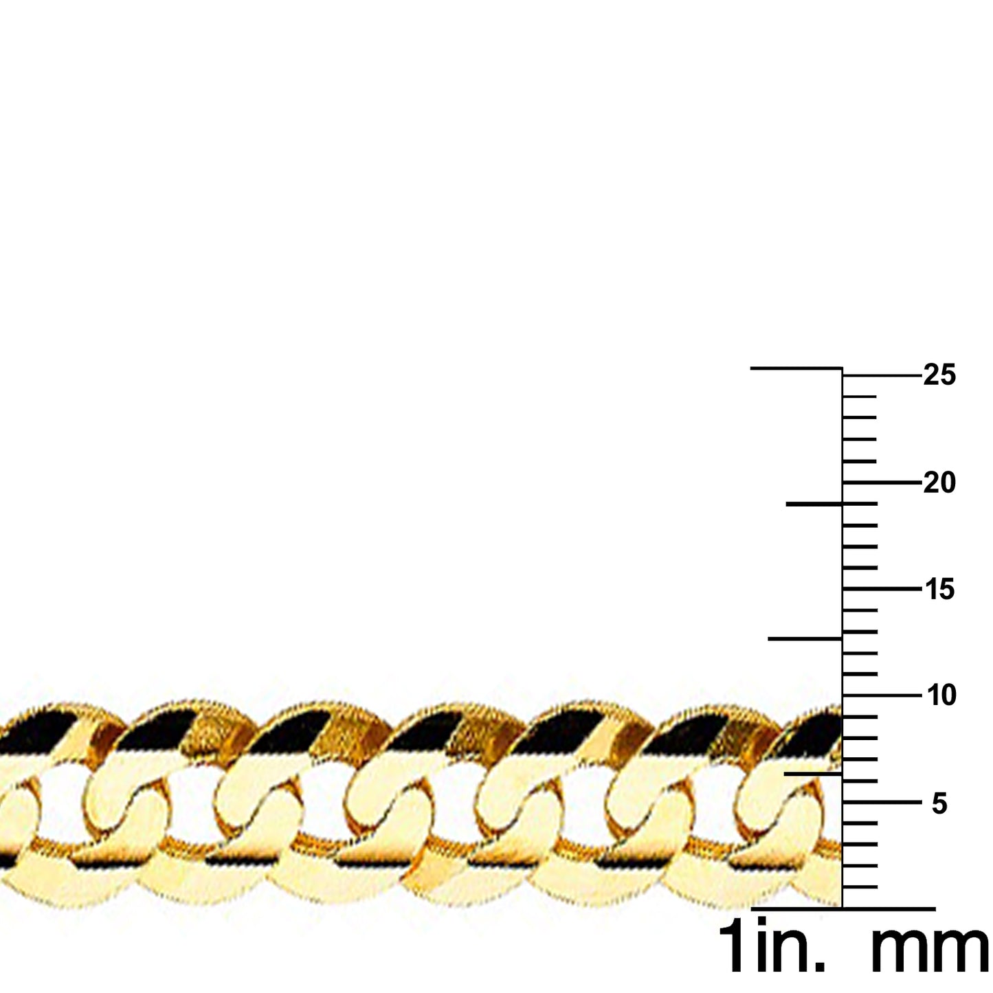 14k Yellow Gold 9.8-mm Wide Regular Concave Cuban Chain 8.5 inch Bracelet