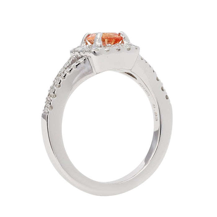 14k White Gold 1.38ct TGW Orange Sapphire and White Diamond Engagement Ring