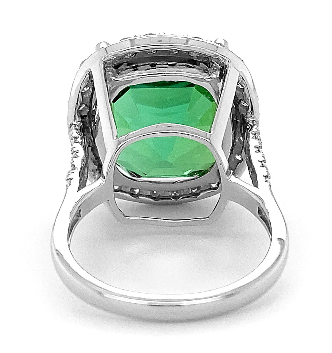 Platinum 23.98ct TGW Green Tourmaline and Diamond One-of-a-Kind Ring