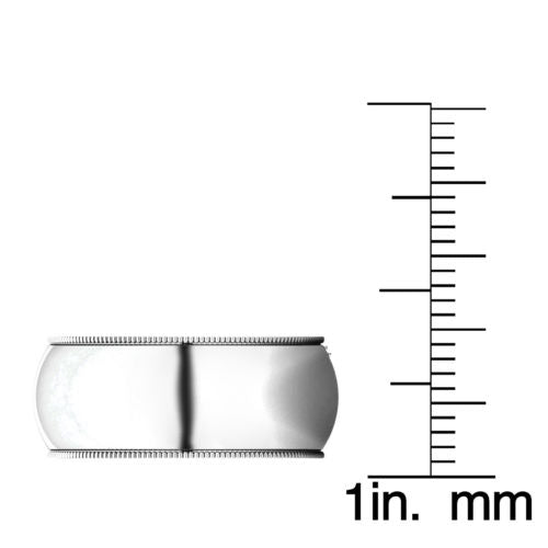 14k White Gold 8mm Unisex Comfort-fit Polished Milgrain Wedding Band