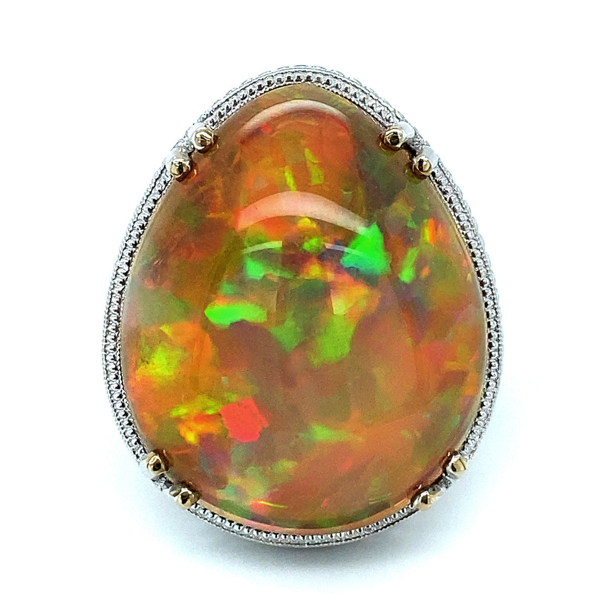 18k White Gold 18ct TGW Ethiopian Opal Pear-cut Ring