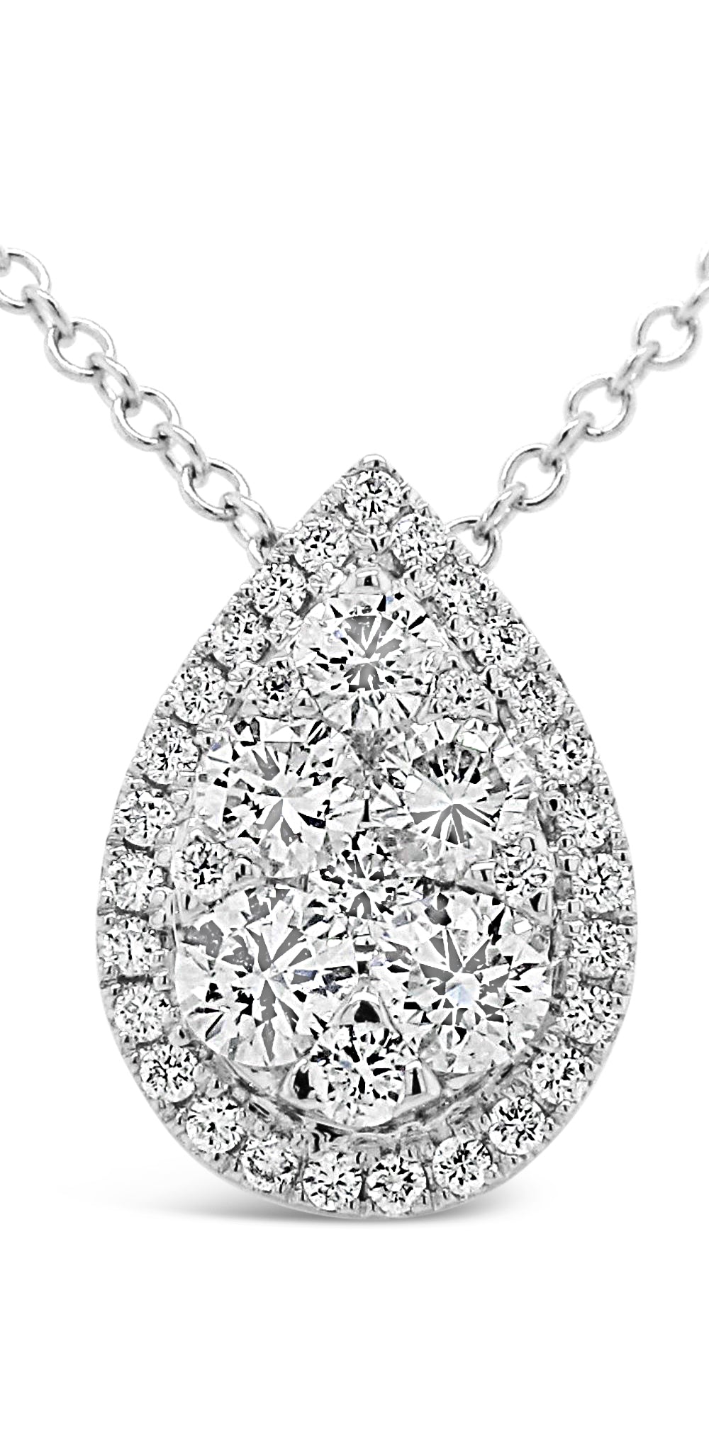 18k White Gold 0.99ct TDW White Diamond Teardrop Necklace